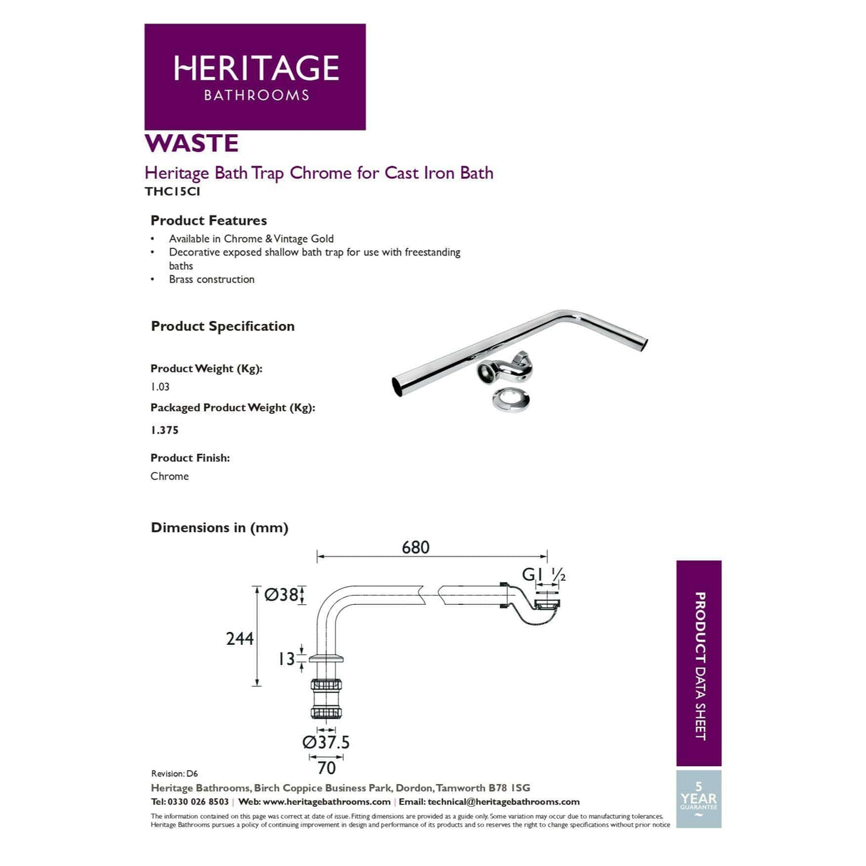 Heritage Exposed Bath Waste Heritage Exposed Shallow Bath Trap