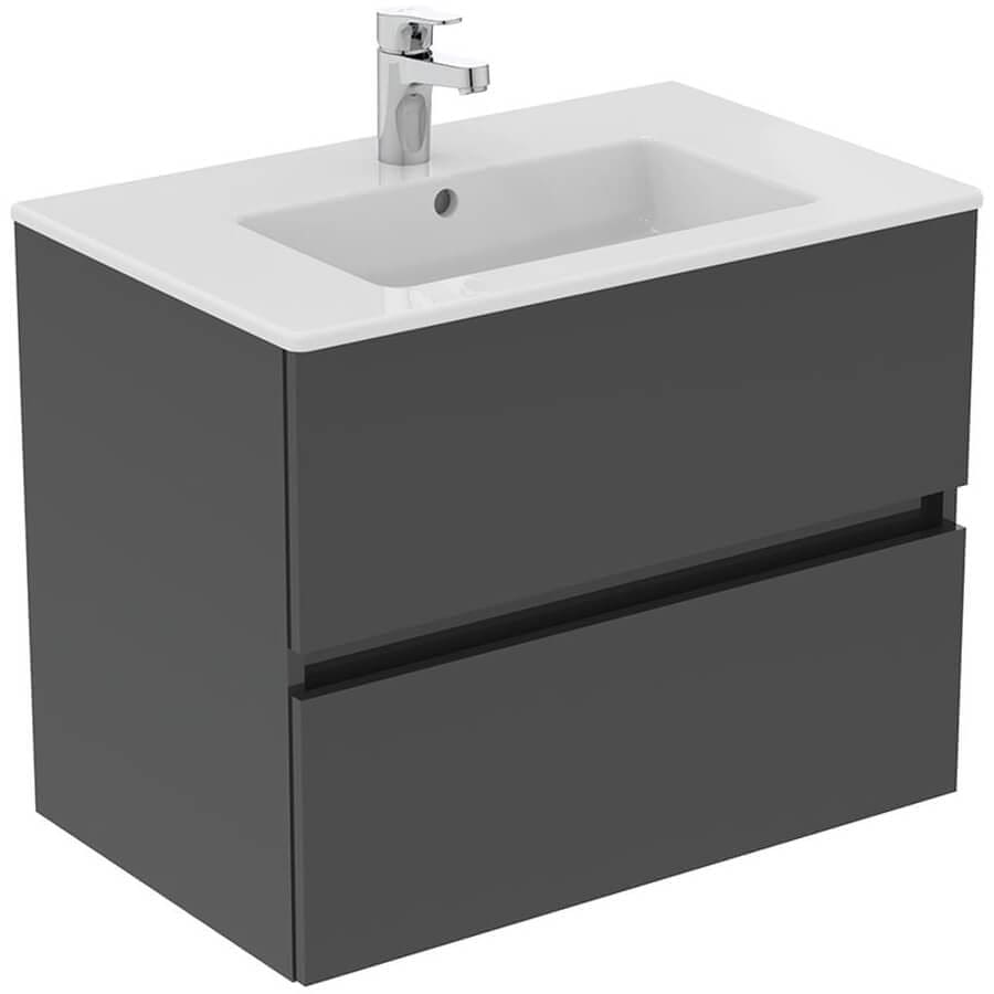 Ideal Standard Wall Mounted Vanity Unit Mid Grey / 700mm Ideal Standard Eurovit+ Wall Mounted Vanity Unit with 2 Drawers