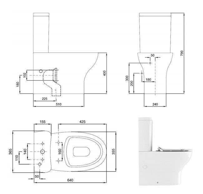 Crosswater Kai Compact Close Coupled Toilet with Soft Close Seat