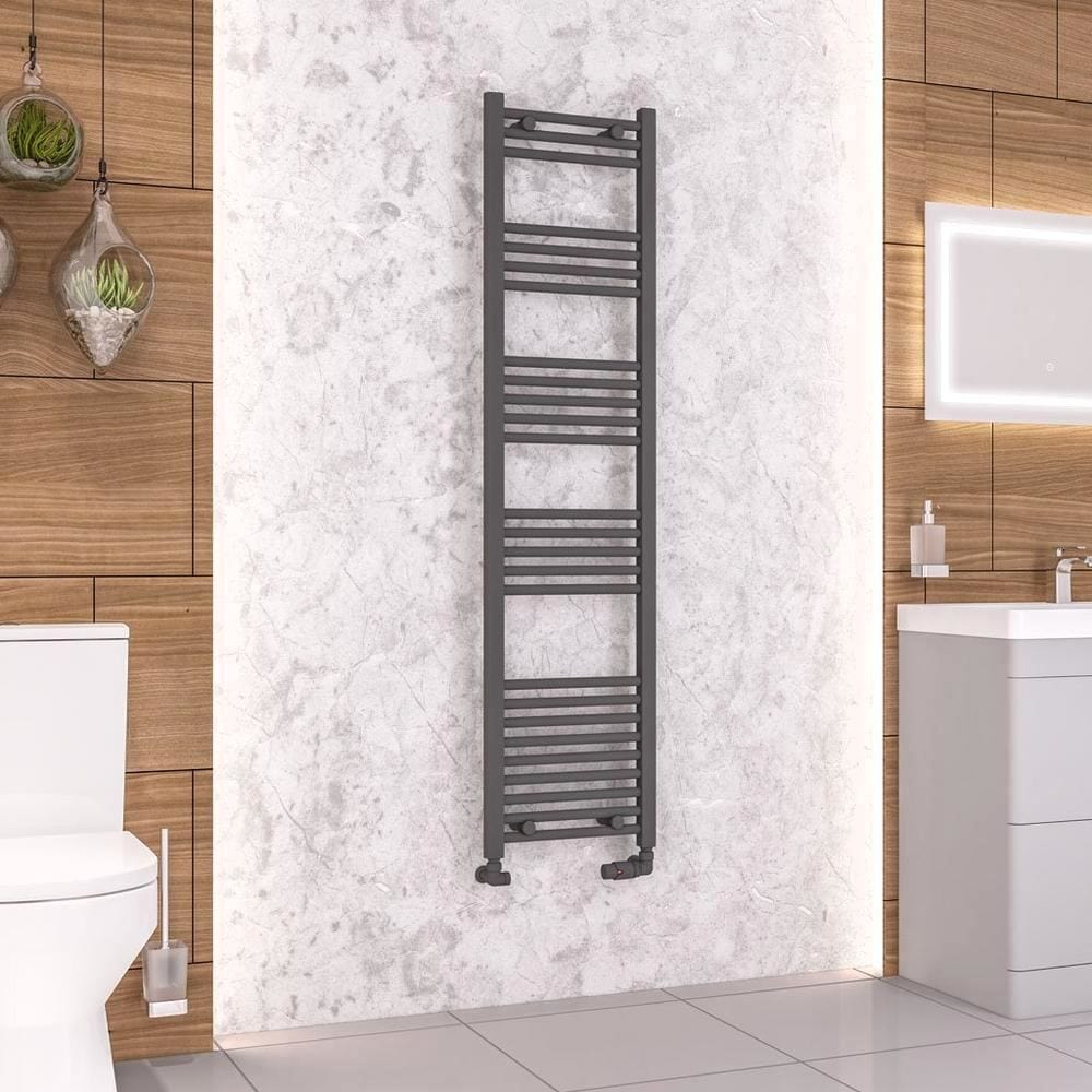 Eastbrook Ladder Rails 1600 x 400 / Duel Fuel Eastbrook Wendover Straight Heated Towel Rail in Anthracite