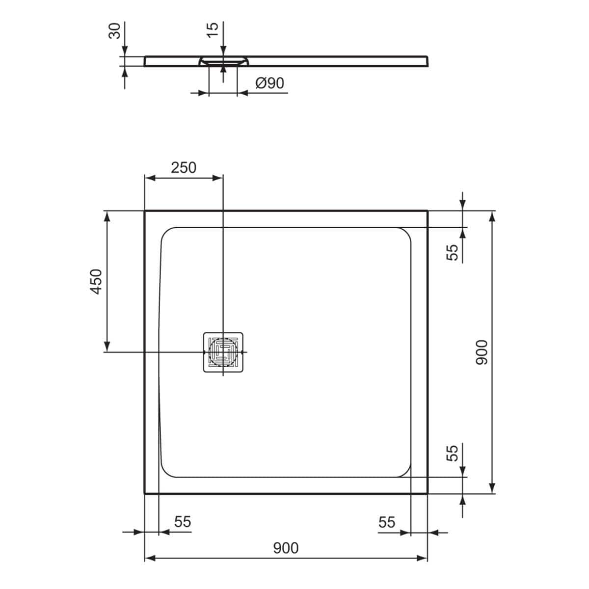 Ideal Standard Rectangle Shower Tray Ideal Standard Ultra Flat S+ Shower Tray 30mm including Waste