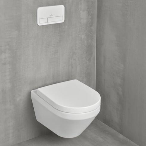 Villeroy & Boch Wall Hung Toilet Villeroy & Boch Architectura Combi-Pack Wall Hung Rimless Toilet with TwistFlush and Soft Close Seat