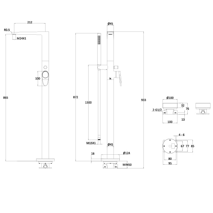 Crosswater Freestanding Bath Filler Crosswater Lazo Floor Standing Bath Shower Mixer