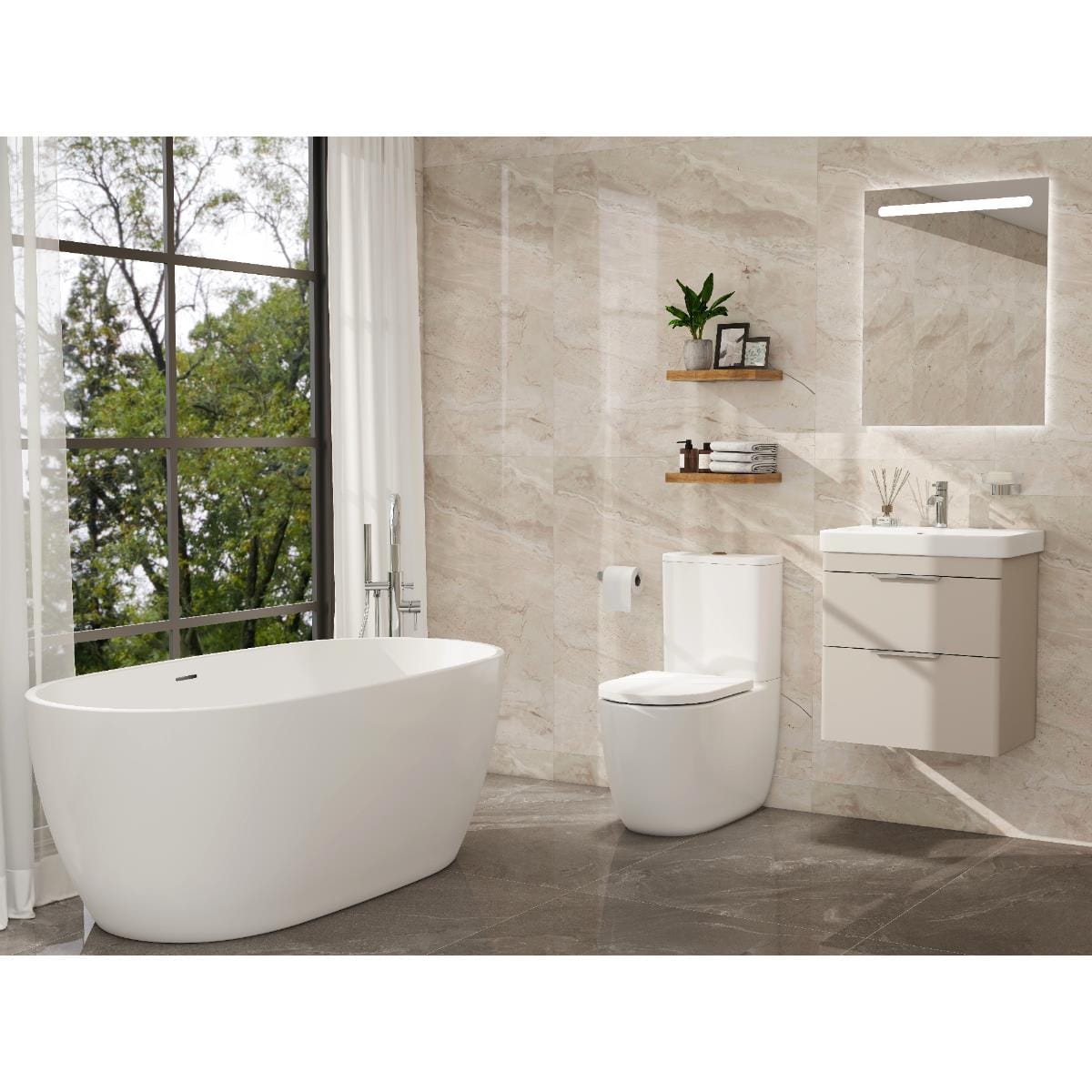 Imex Close Coupled Toilet Imex Luna Rimless UltraVortex Close Coupled Toilet with Soft Close Seat