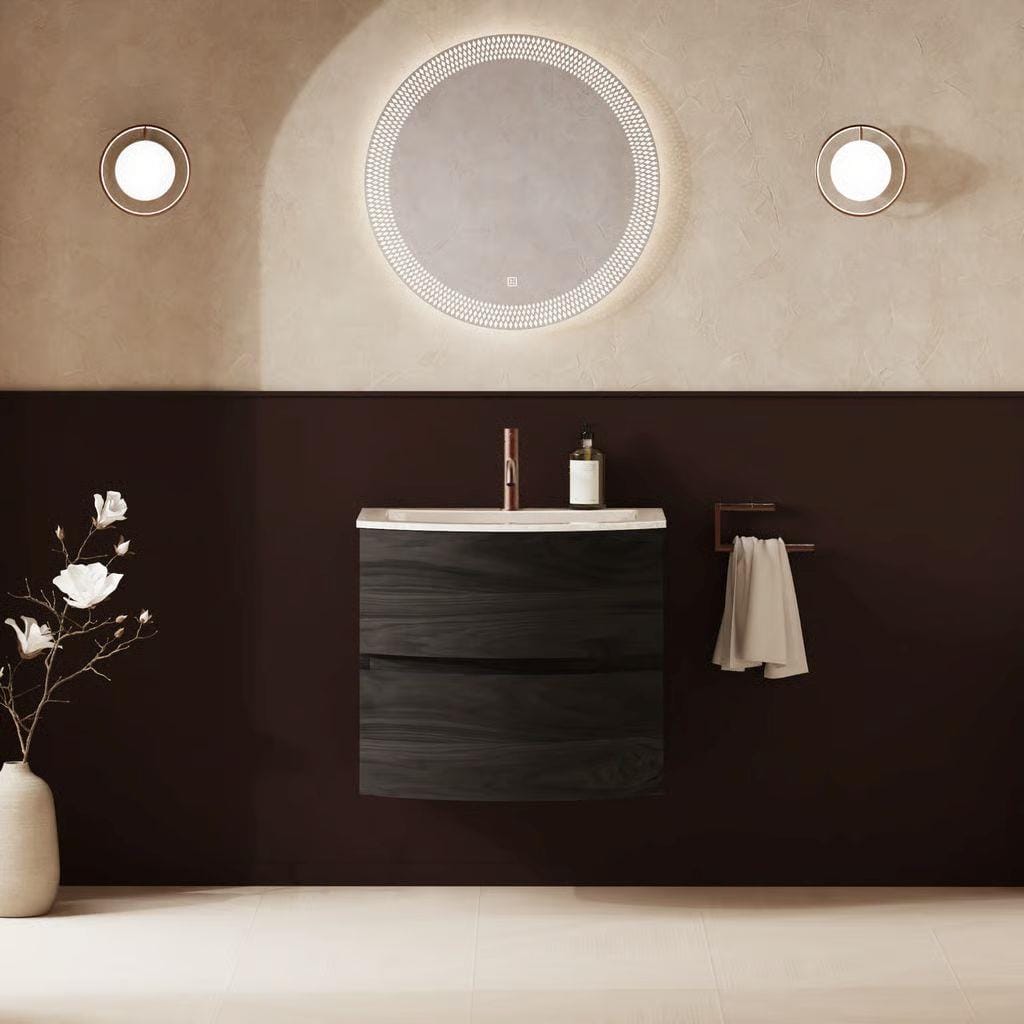 Crosswater Wall Mounted Vanity Unit 600mmm / Grey Ash / Ice White Basin - 1 Tap Hole Crosswater Svelte Wall Hung Vanity Unit with Basin
