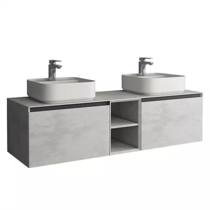 Aquarius Wall Mounted Vanity Unit Natural Stone / White Marble Aquarius JF-Series 1500mm Twin Single Drawer Vanity Unit with Countertop