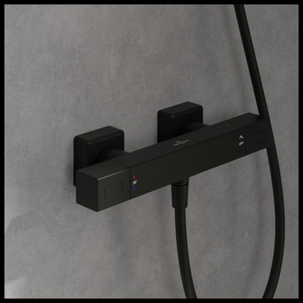 Villeroy & Boch Exposed Shower Valve Matt Black Villeroy & Boch Universal Exposed Thermostatic Square Shower Valve