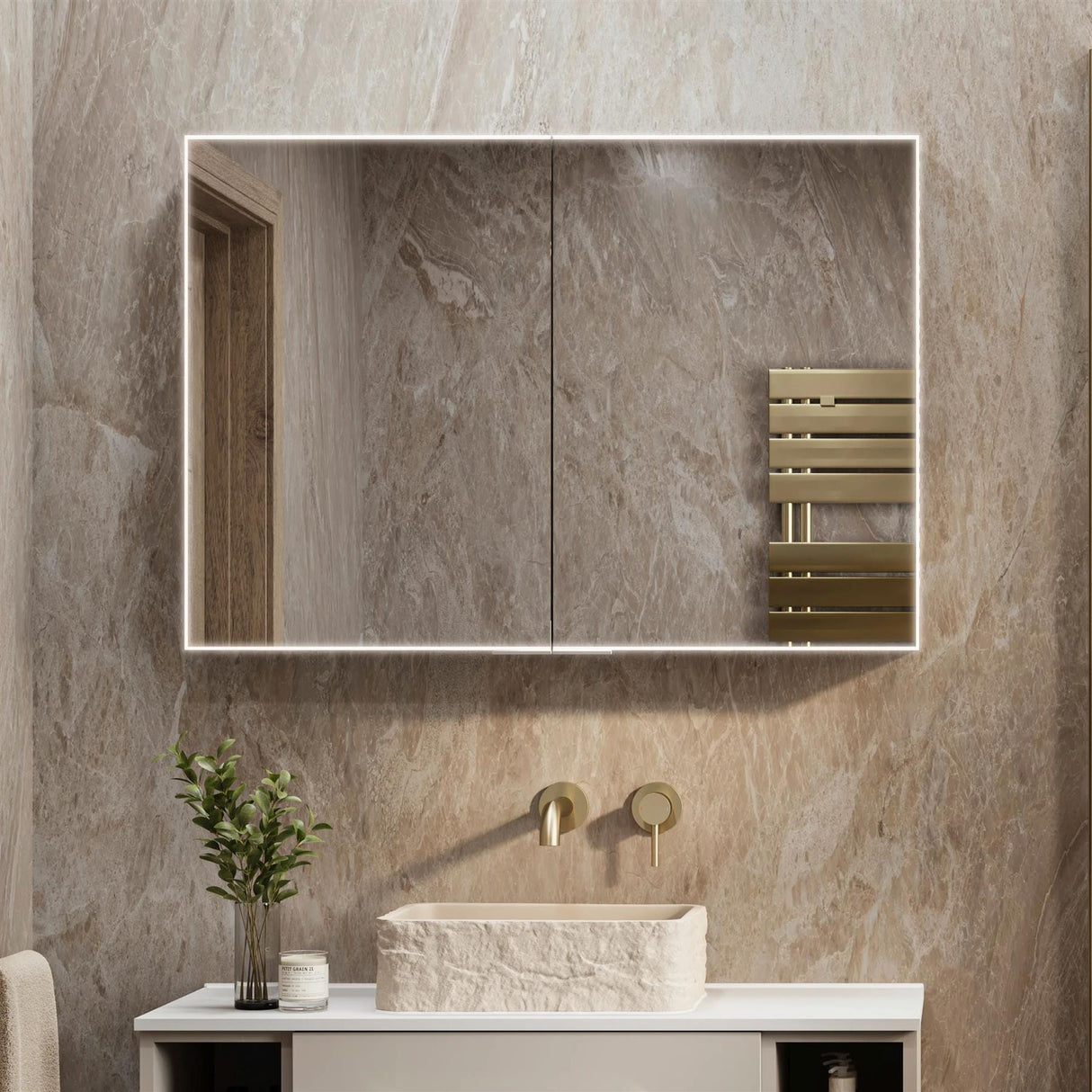 HiB Mirrored Cabinet HiB Exos LED Illuminated Mirror Cabinet