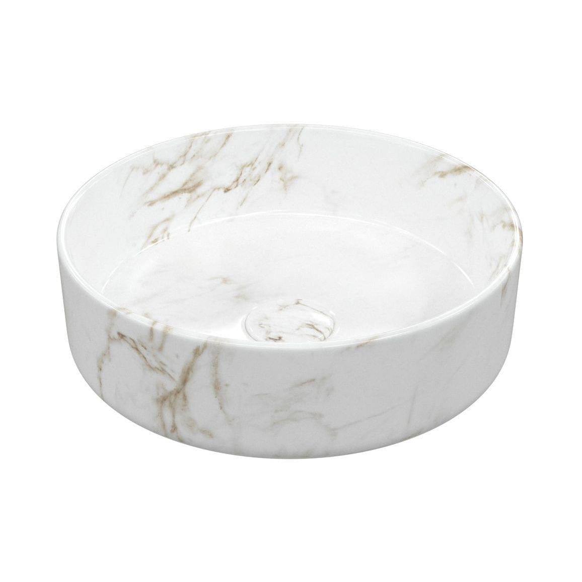 Aquarius Bathrooms Countertop Basin Aquarius V-Series 2 Round 355mm Ceramic Marble Effect Countertop Basin with Waste