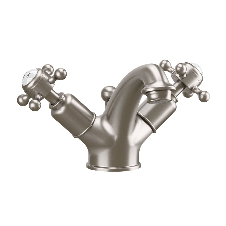 Crosswater Mono Basin Tap Brushed Nickel Crosswater Belgravia Crosshead Mono Basin Mixer Tap with Pop-Up Waste