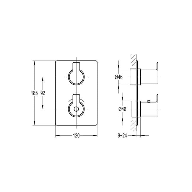 Flova Concealed Shower Valve Flova Spring 1, 2 or 3 Outlet SlimBOX Finishing Set in Diamond Chrome