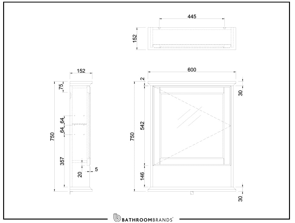 Burlington Mirrored Cabinet Burlington Mirror Cabinet - 600mm Wide