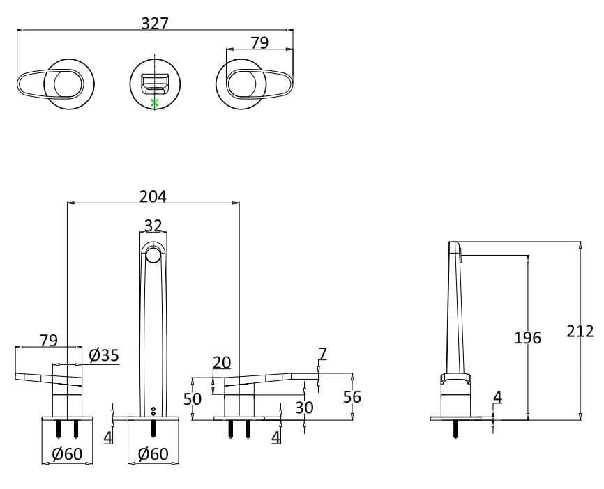 Crosswater Wall Mounted Basin Tap Crosswater Lazo 3 Hole Wall Mounted Basin Mixer Tap
