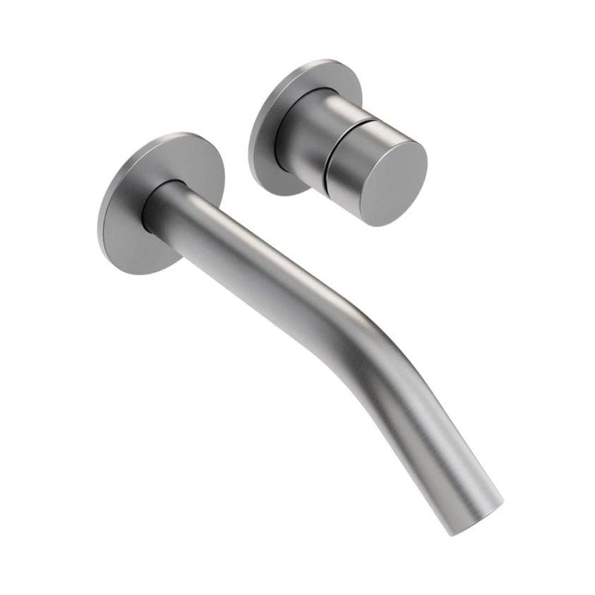 Clearwater Wall Mounted Basin Tap Clearwater Ixora Wall Mounted 2 Hole Basin Mixer Tap in 316 Stainless Steel