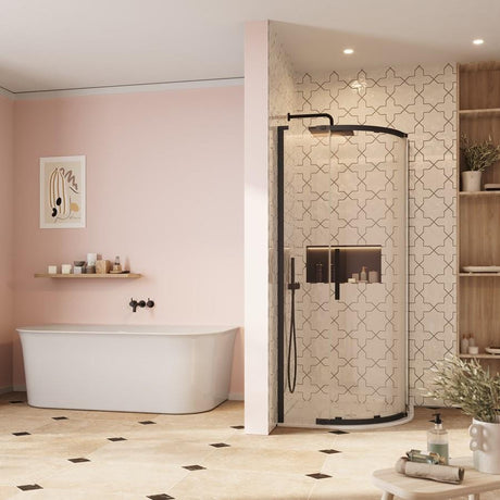 Crosswater Quadrant Shower Enclosure Matt Black / 900 x 900 Crosswater Asura 8mm Quadrant Sliding Shower Door