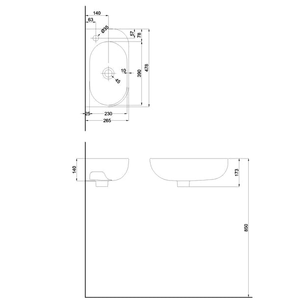 Britton Cloakroom Basin Britton Milan Cloakroom Basin in White