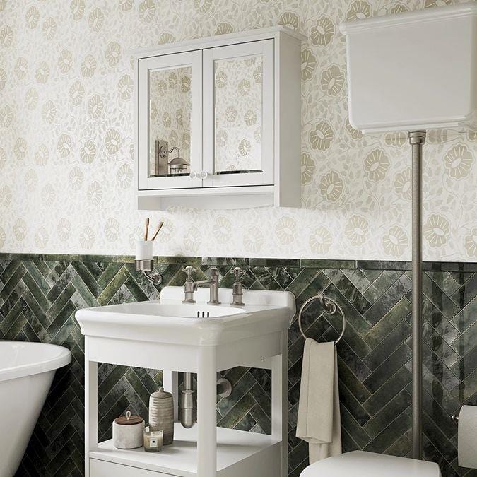 Burlington Mirrored Cabinet Varley White Burlington Guild 650mm Mirrored Cabinet