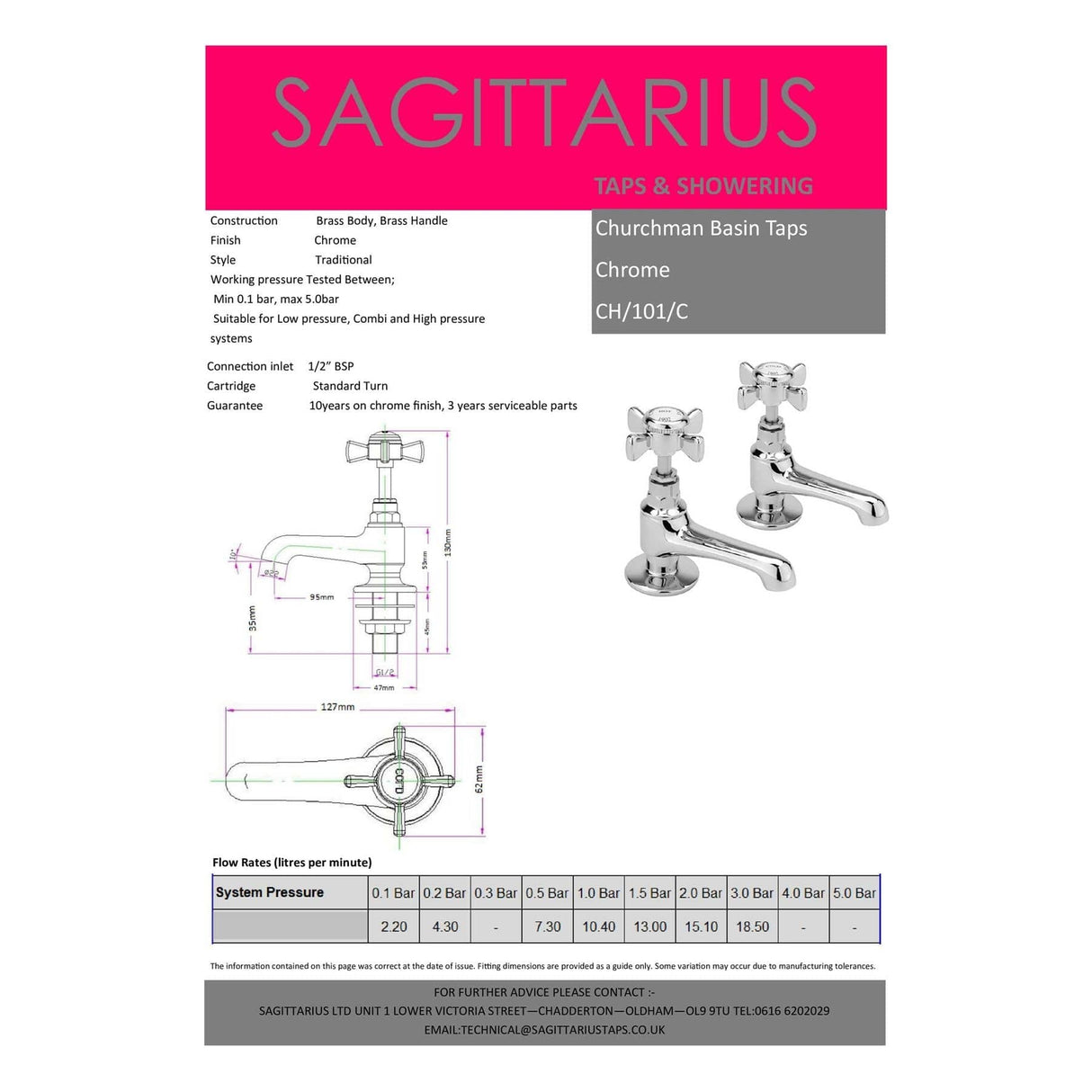 Sagittarius Pillar Basin Tap Sagittarius Churchman Basin Taps