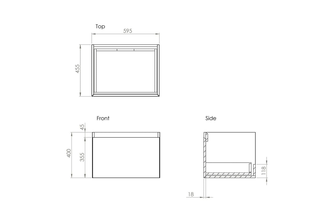 Saneux Wall Mounted Vanity Unit Saneux Uni Vanity Unit With Basin - 600 x 470mm - One Drawer - Wall Mounted
