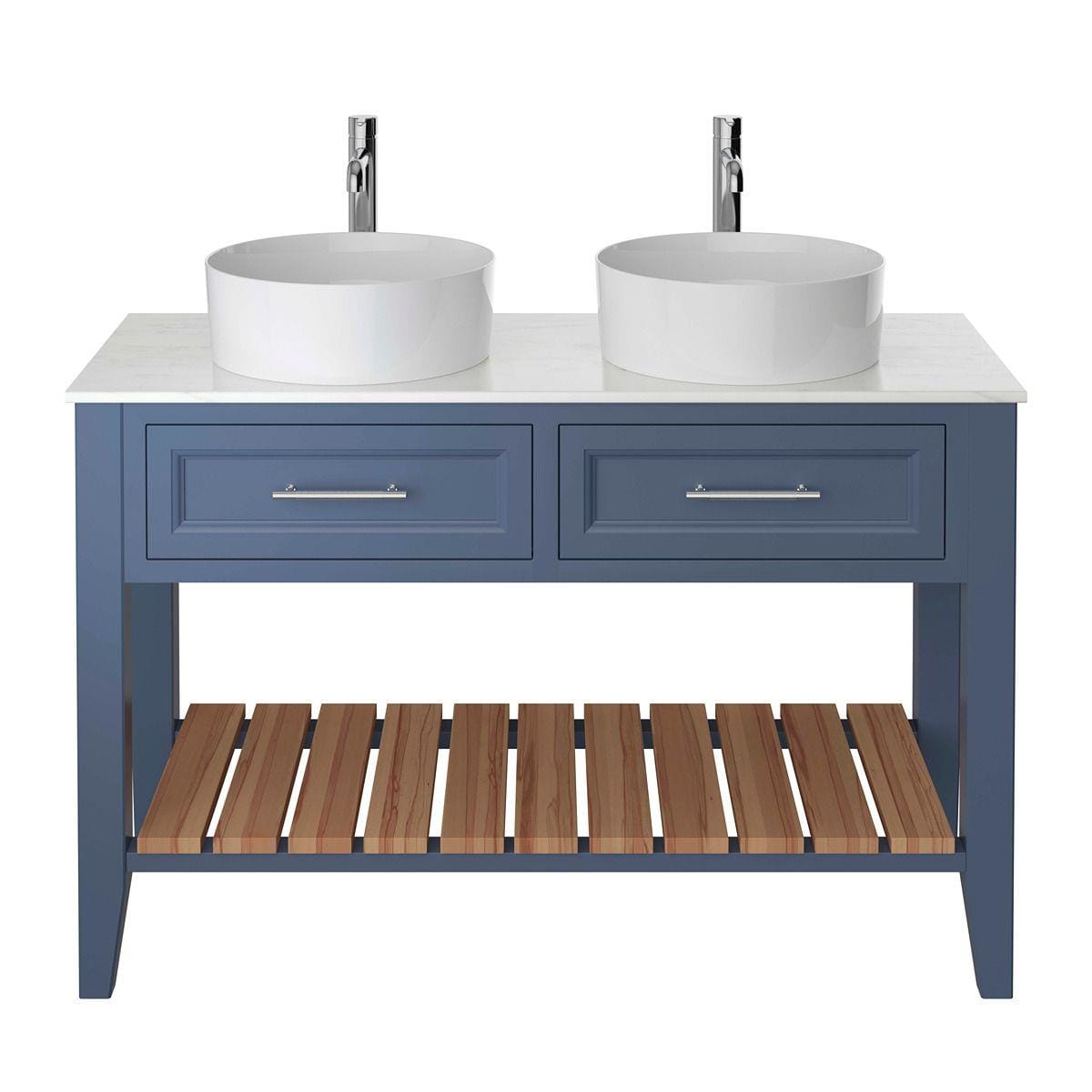 Heritage Floor Standing Vanity Unit Maritime Blue / 1200mm - 2 Drawer Heritage Broughton Washstand with Laminate Worktop
