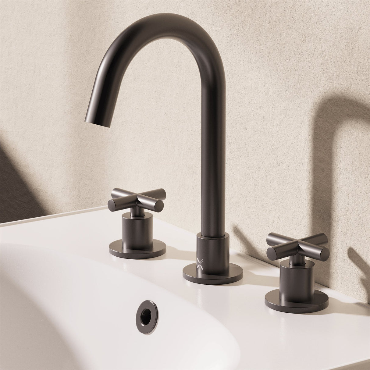 Crosswater 3 Tap Hole Basin Set Matt Black Crosswater MPRO Crosshead 3 Hole Basin Mixer Tap