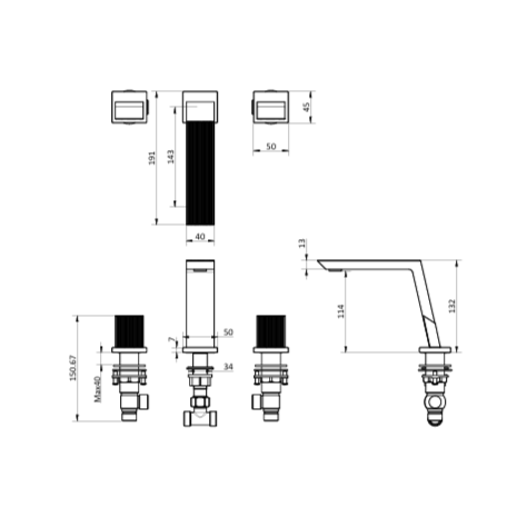 Crosswater Limit 3 Hole Basin Mixer Tap