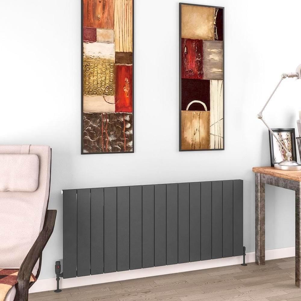 Eastbrook Panel Radiator 600 x 1420 / Electric Only Eastbrook Charlton Horizontal Aluminium Designer Radiator in Matt Anthracite