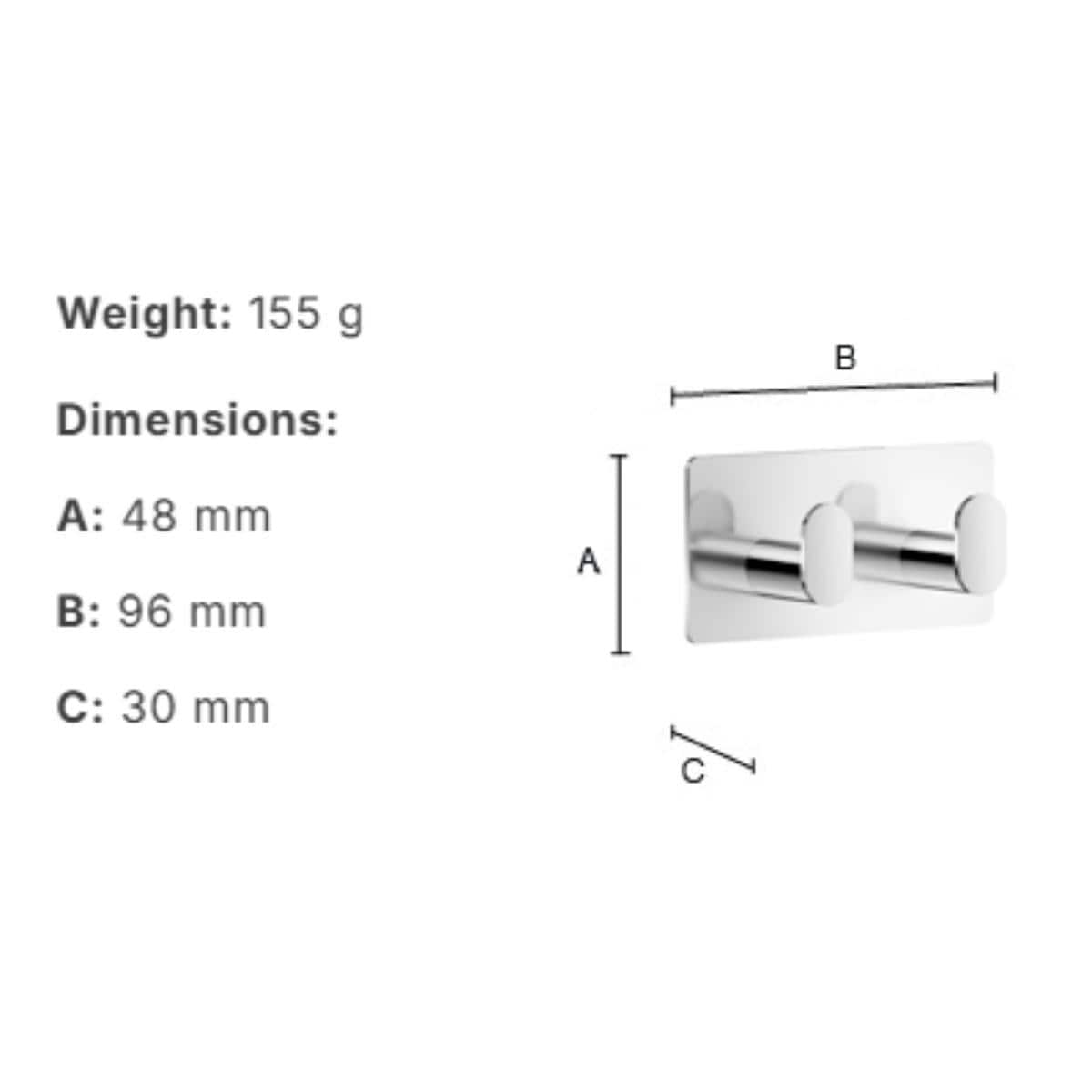 Smedbo Robe Hook Smedbo Cube Self-Adhesive Double Robe Hook