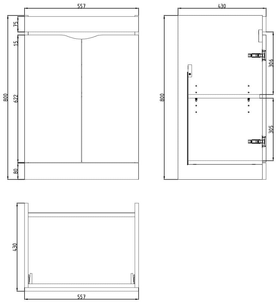 Saneux Floor Standing Vanity Unit Saneux Indigo Vanity Unit With Basin - 600 x 400mm - Two Door - Floor Standing