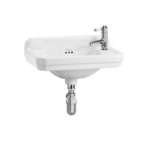Burlington Cloakroom Basin Burlington Edwardian Wall Hung Cloakroom Basin - 510mm Wide - 1 Tap Hole Right - White
