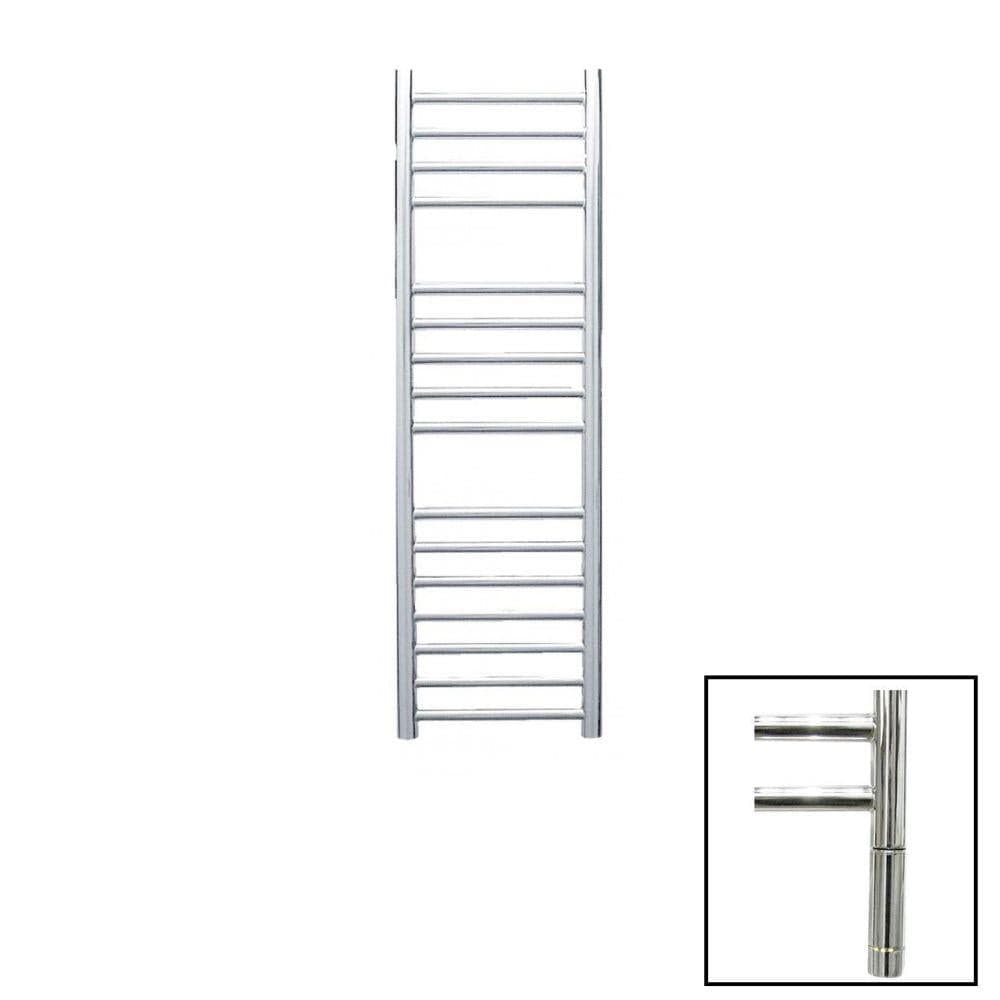 JIS Ladder Rail 1000 x 300mm / Polished Chrome / Electric Only with Cylindrical Adjustable Element JIS Sussex Steyning Vertical Stainless Steel Heated Towel Rail