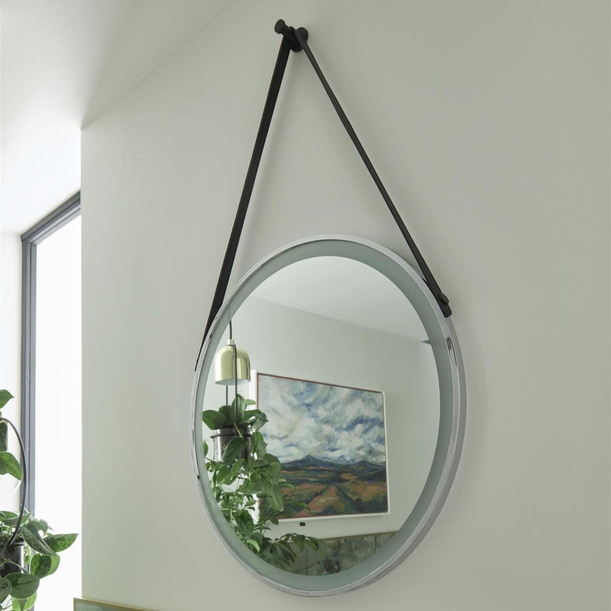 Heritage Illuminated Mirror Heritage Amberley illuminated Circular Mirror with Demister and Hanging Strap