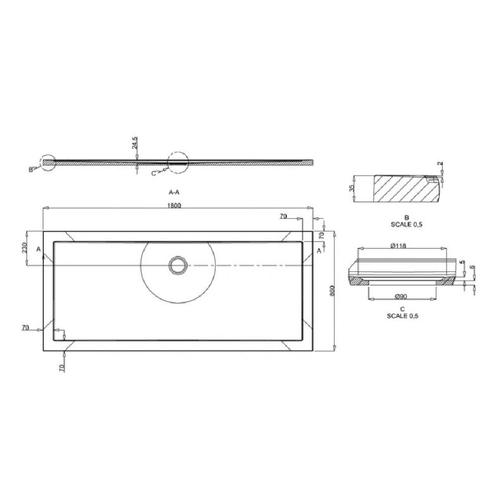 Crosswater Rectangle Shower Tray Crosswater 35mm Anti Slip Acrylic Shower Tray