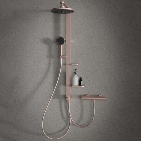 Ideal Standard Shower Riser Rail Rosé Ideal Standard Ceratherm ALU+ Rigid Riser Rail with Diverter, Showerhead, Handset and Shelves