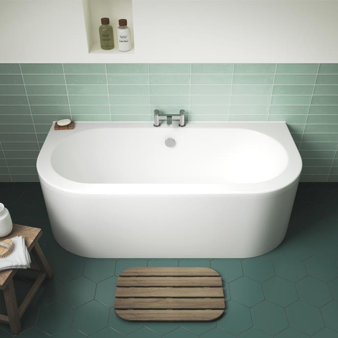 Aquarius Bathrooms Back To Wall Freestanding Bath Aquarius Lunar Curved Back to Wall Bath with Panel - 1700 x 750mm