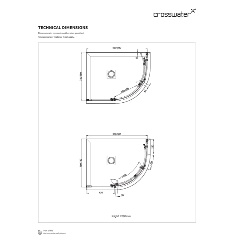 Crosswater Quadrant Shower Enclosure Crosswater Optix Single Door Quadrant Shower Enclosure