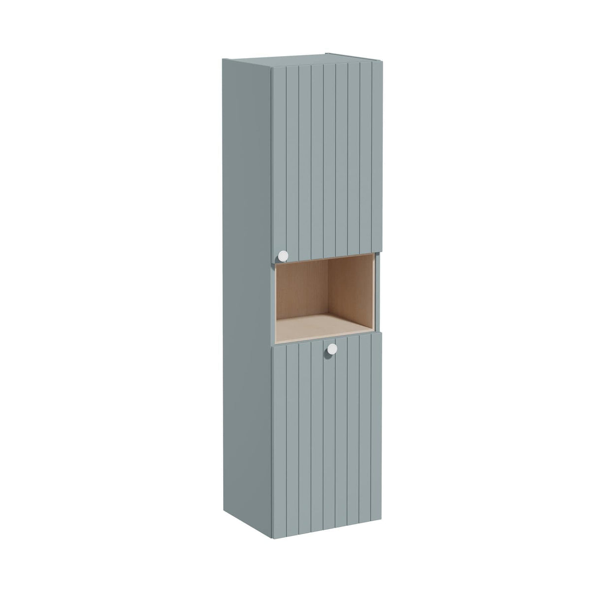 VitrA Storage Unit VitrA Root Groove Wall Mounted Storage Cabinet with Open Shelf and Laundry Basket 1500 x 420mm