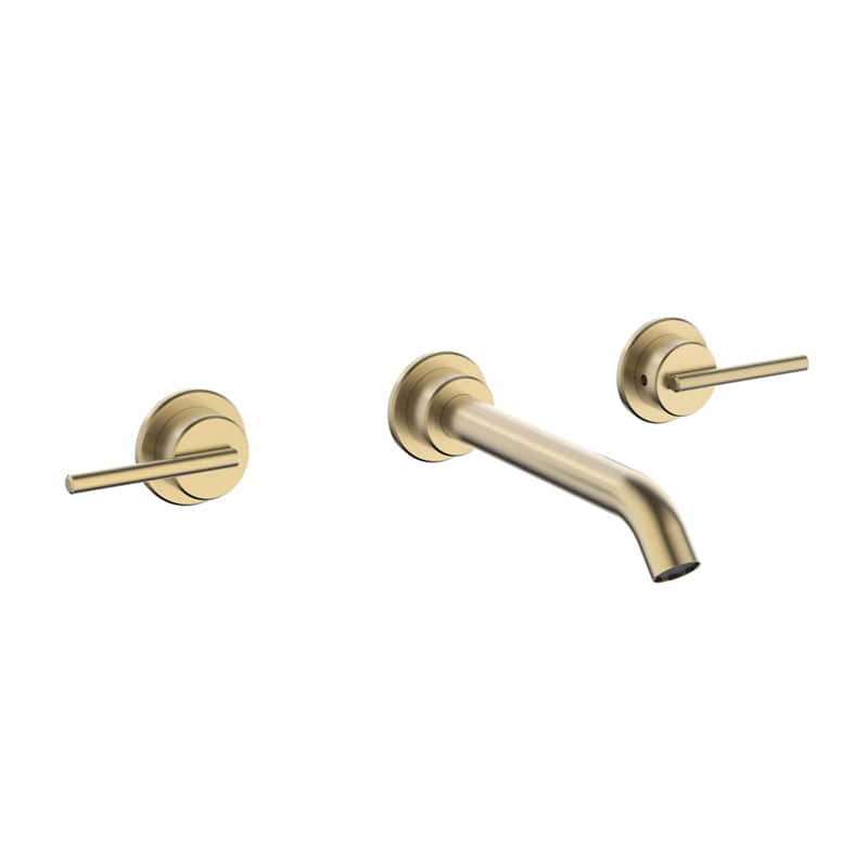 Crosswater Wall Mounted Basin Tap Brushed Brass Crosswater 3ONE6 Lever 3 Hole Wall Mounted Basin Mixer Tap
