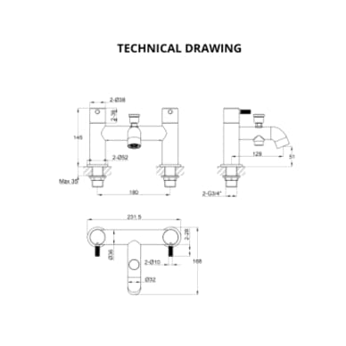 Imex Bath Shower Mixer Imex Ravine Bath Shower Mixer Tap (Incl Hose, Handset And Wall Bracket)