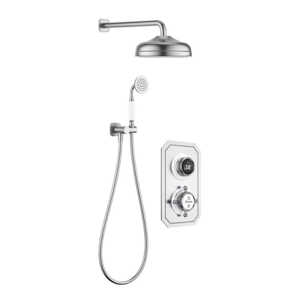 TED Exposed Shower Set Brushed Nickel TED Wyse 2 Outlet Shower Kit with Showerhead and Handset