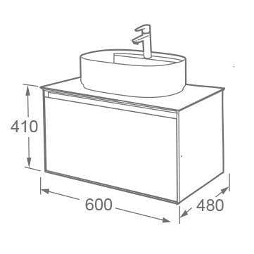 Imex Wall Mounted Vanity Unit Imex Essence Wall Mounted 600mm Single Drawer Vanity Unit with Worktop and 1 Tap Hole Basin