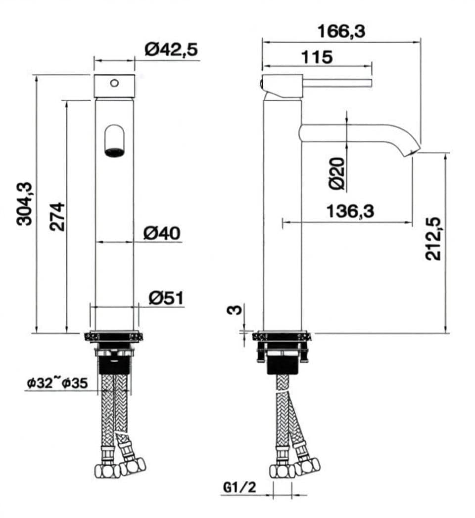 Aqaurius Tall Basin Tap Aquarius RF-Series Tall Mono Basin Mixer Tap