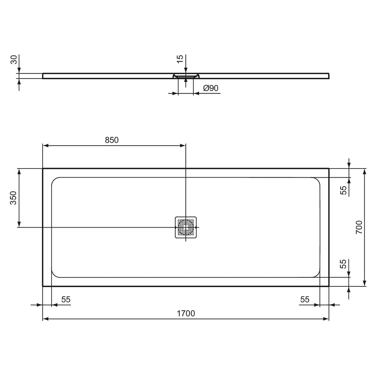 Ideal Standard Ultra Flat S+ Shower Tray 30mm including Waste