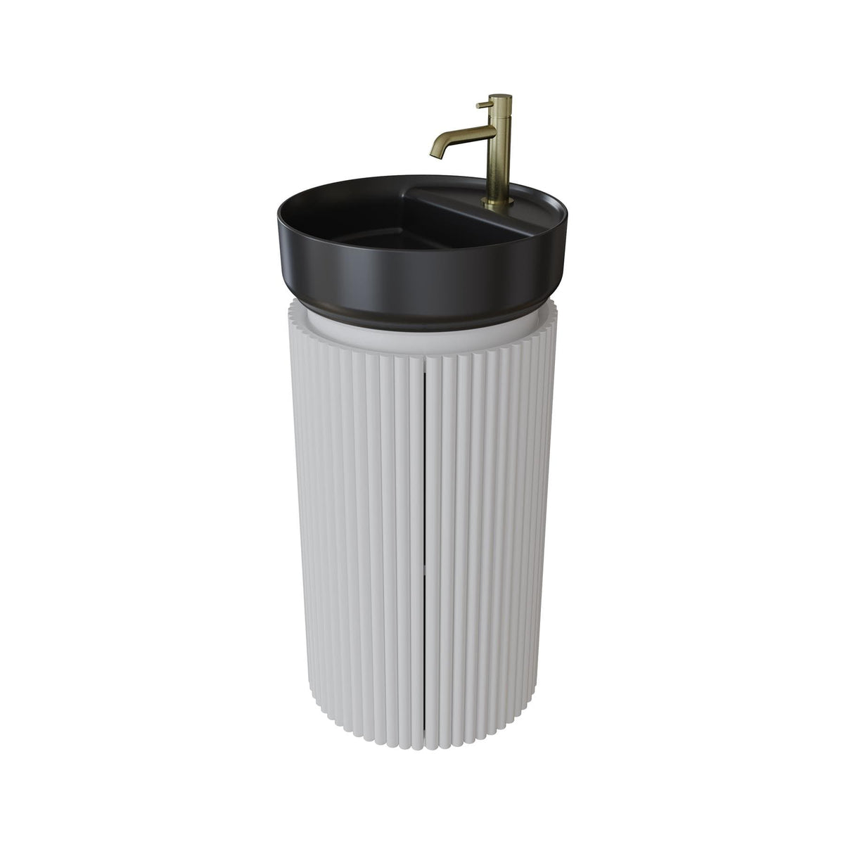 Saneux Oxford 400mm Floor Standing Round Fluted Vanity Unit with Basin