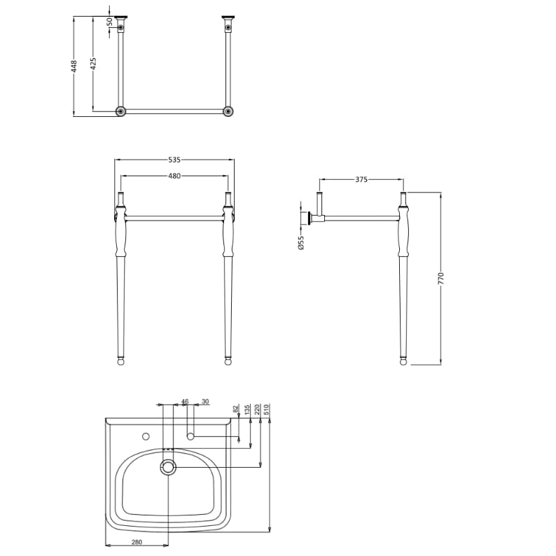 Burlington Wall Hung Basin Burlington Guild Basin with Pedestal or Washstand