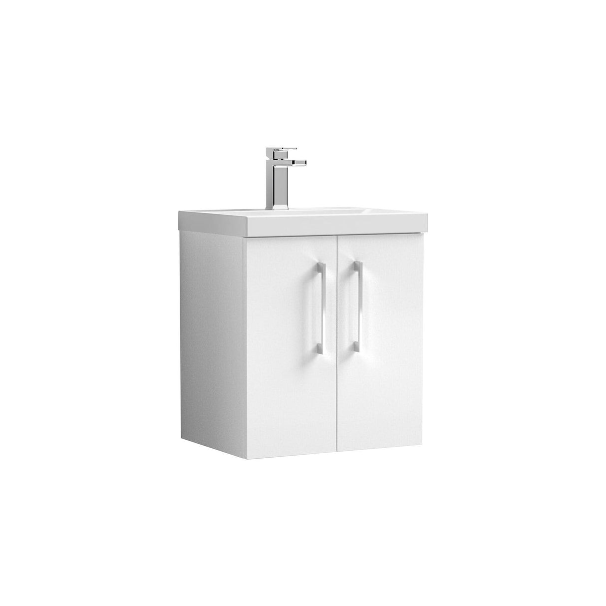 Aquarius Wall Mounted Vanity Unit Aquarius Brisbane 500mm Wall Hung 2 Door Vanity Unit with 1 Tap Hole Mid Edge Basin