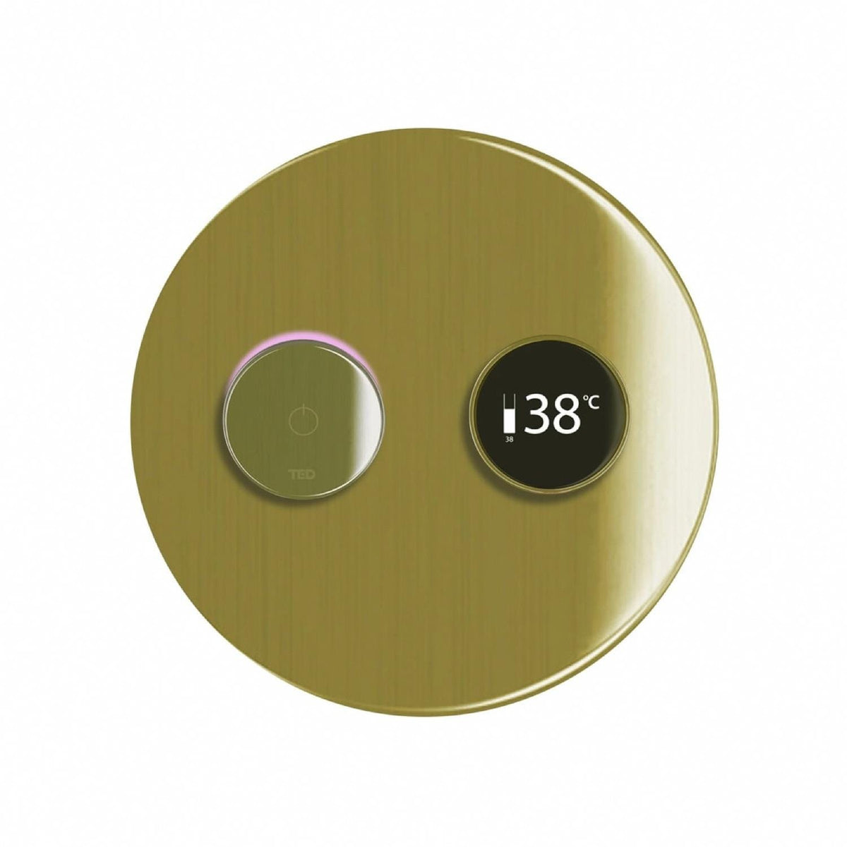 TED Concealed Shower Valve Brushed Brass TED Togo 2/3 Outlet Digital Shower Valve with Large Round Plate