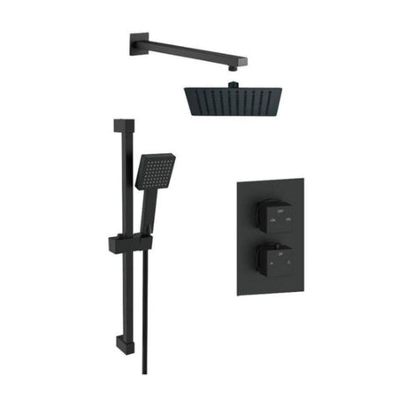 Aquarius Concealed Shower Set Black Aquarius Modern Square Shower Bundle with Riser
