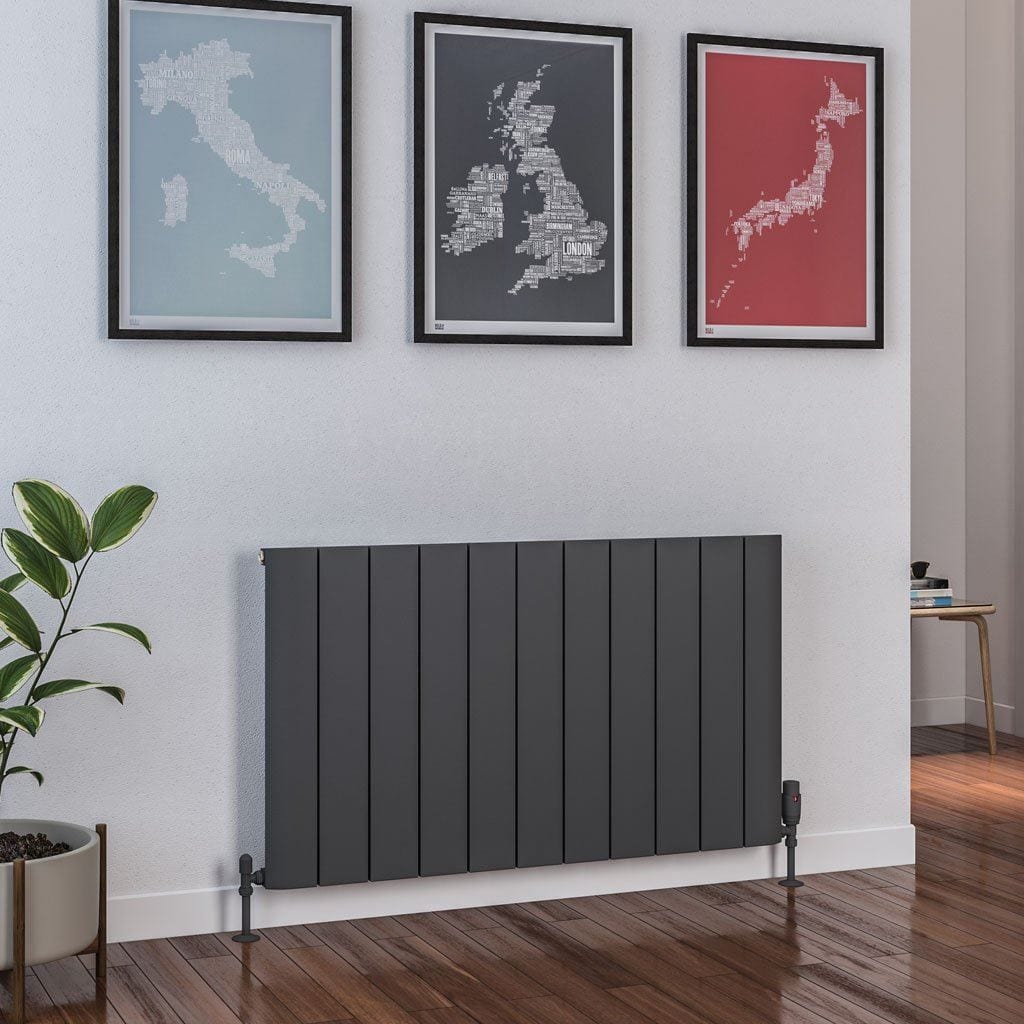 Eastbrook Panel Radiator 600 x 1040 / Central Heating Eastbrook Peretti Straight Horizontal Aluminum Radiator in Matt Anthracite