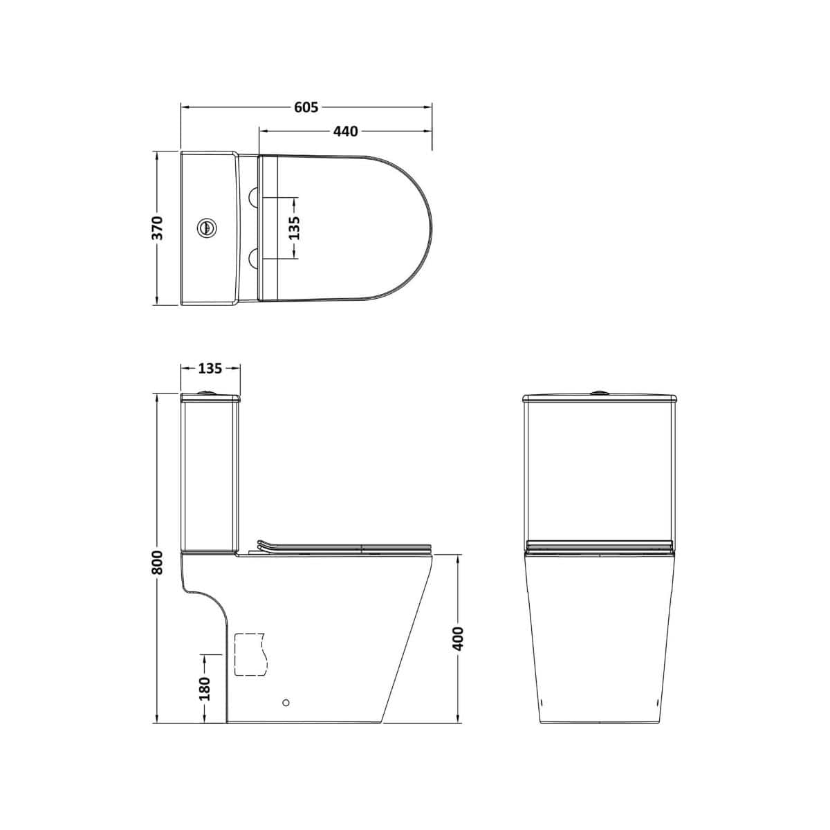 Aquarius Bathrooms Close Coupled Toilet Aquarius Metric Rimless Open Back Close Coupled Toilet with Soft Close Seat